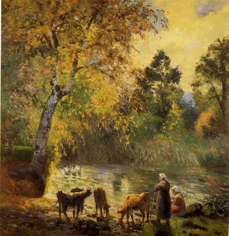 Autumn, Montfoucault Pond - Camille Pissarro Paintings